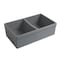 Whitehaus Rvrsbl Matte Dbl Bowl Kitchen Sink W/ Fluted 2" Lip Front Apron On One WHQDB332-M-CEMENT - alternate 3